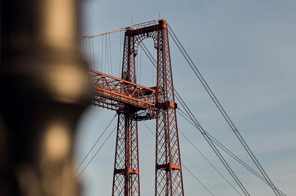 Vizcaya Bridge seen from Puente Colgante hotel in Portugalete