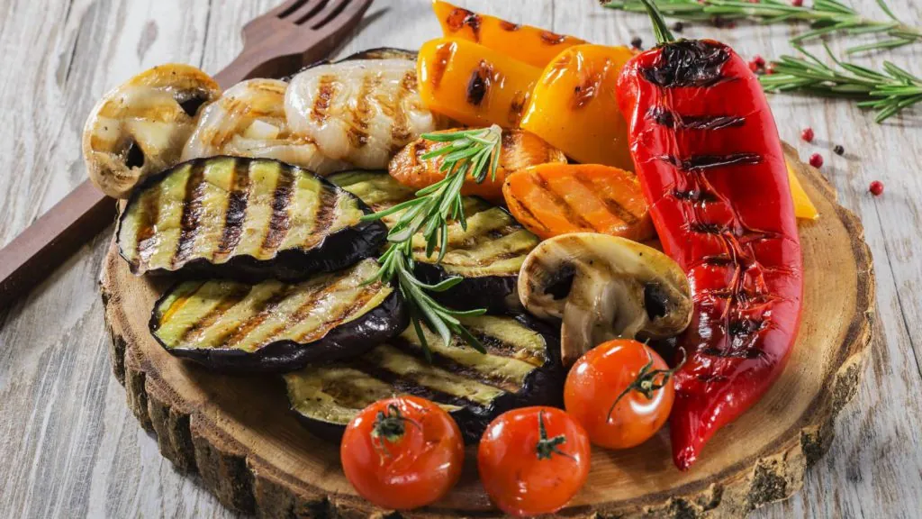 Grilled vegetables and red pepper dish at Ses Tres Germanes restaurant in Palma