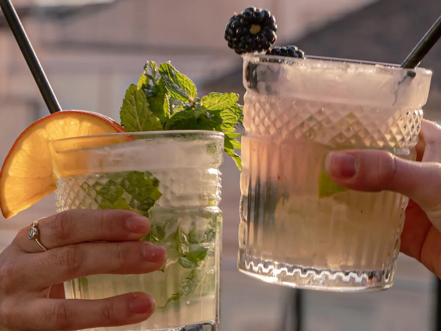 Orange and mint cocktails served at Terraza Catedral in Málaga