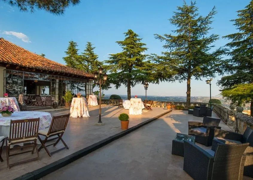 Terrace of Finca Najaraya at dusk