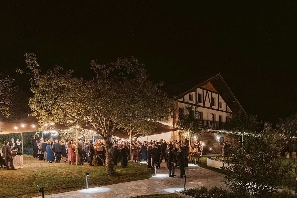 Night event in the illuminated gardens of Finca Viñedos de Butrón near Bilbao